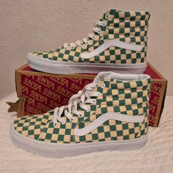 Vans Sk8 Hi Men 10 Checkerboard Light Green White 062025